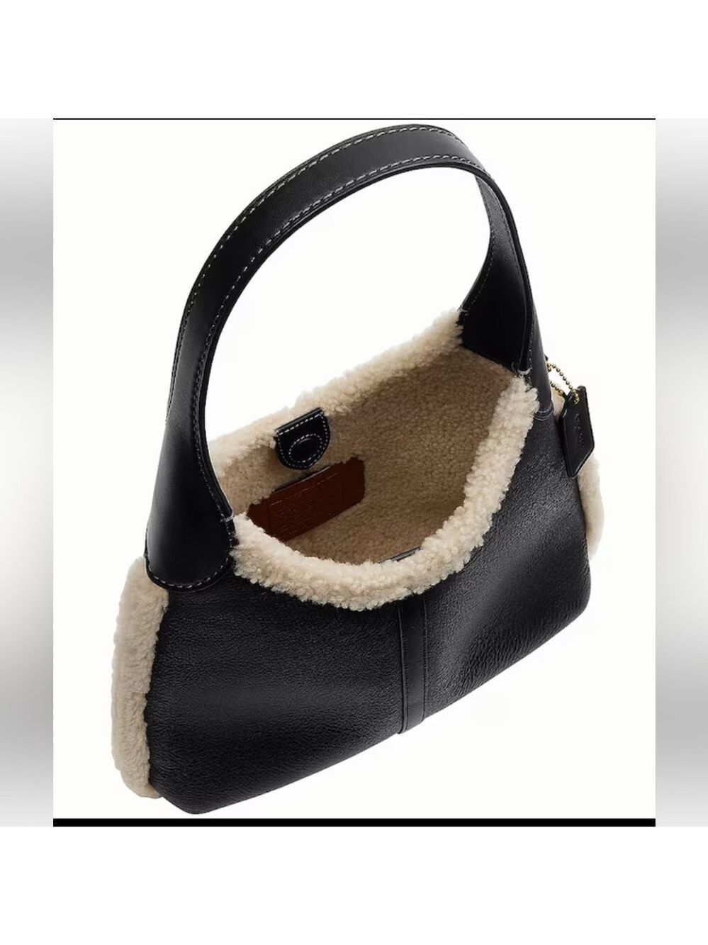Coach - Shearling Brooklyn 28 NWT - Black Leather & Shearling w/Removable Pouch - Picture 12 of 14